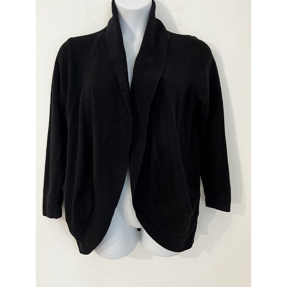 Max & Mia Cardigan Sweater Womens Black Open Front Knit Long Sleeve Size 2X Cozy - Picture 1 of 6
